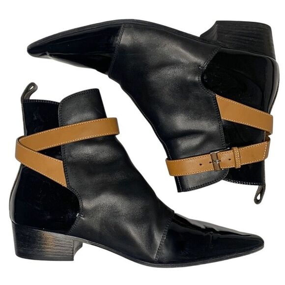 Louis Vuitton Monogram Patent Leather Boots EU 38.5 US 8.5 Black Ankle Booties - Picture 6 of 12